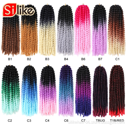 Spring Twist 8''12" 110g Luxury Fluffy  CrochetHair Extensions Black Brown Burgundy Ombre Crochet Braids Synthetic Braiding Hair
